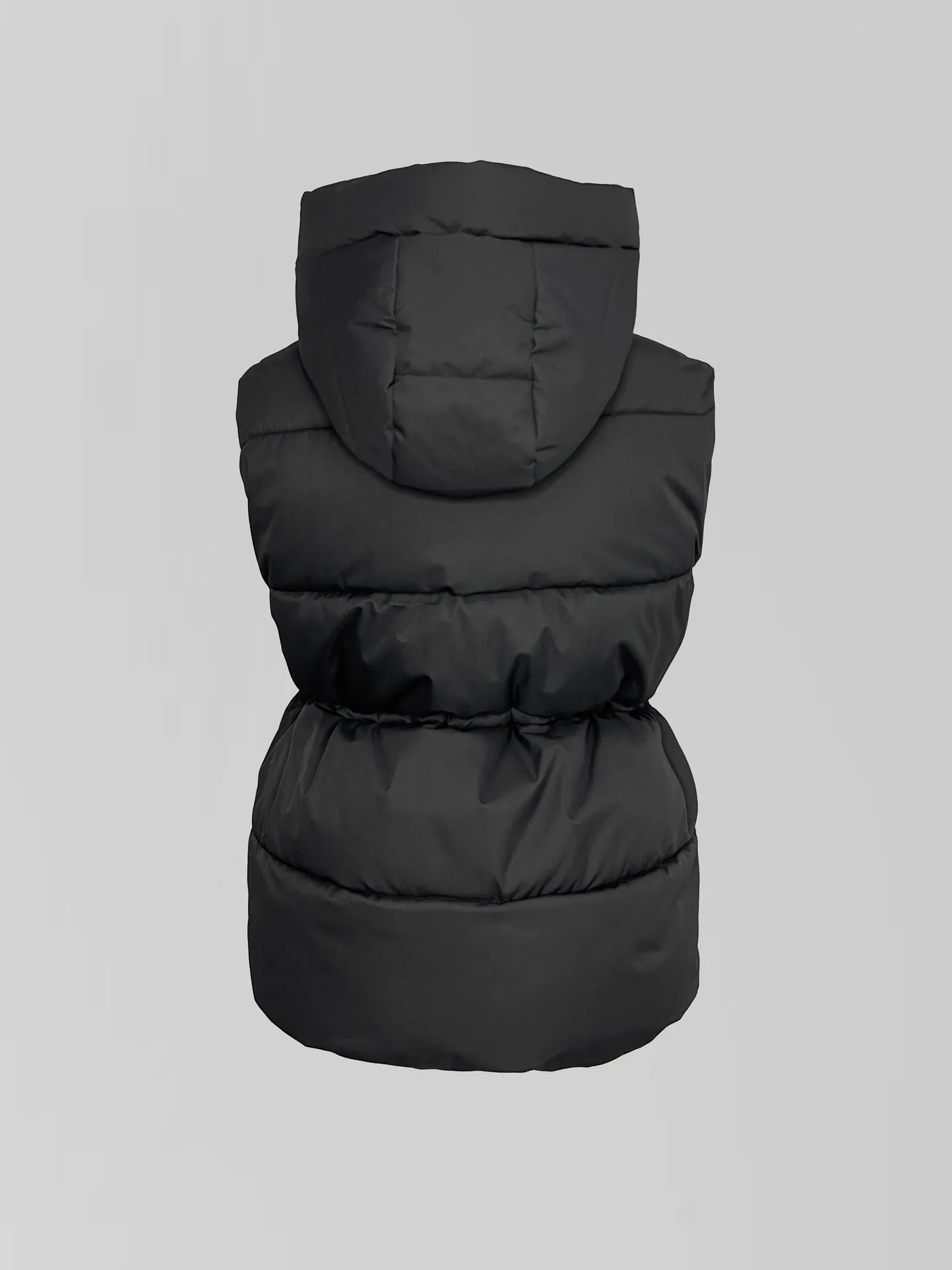 Жилетка YLL A1915 однотонная с капюшоном и утягивающим поясом на талии