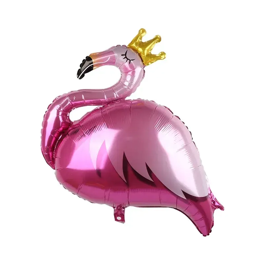 Шар (35""/89 см) Фигура, Фламинго в короне, Розовый, 1 шт. И4
