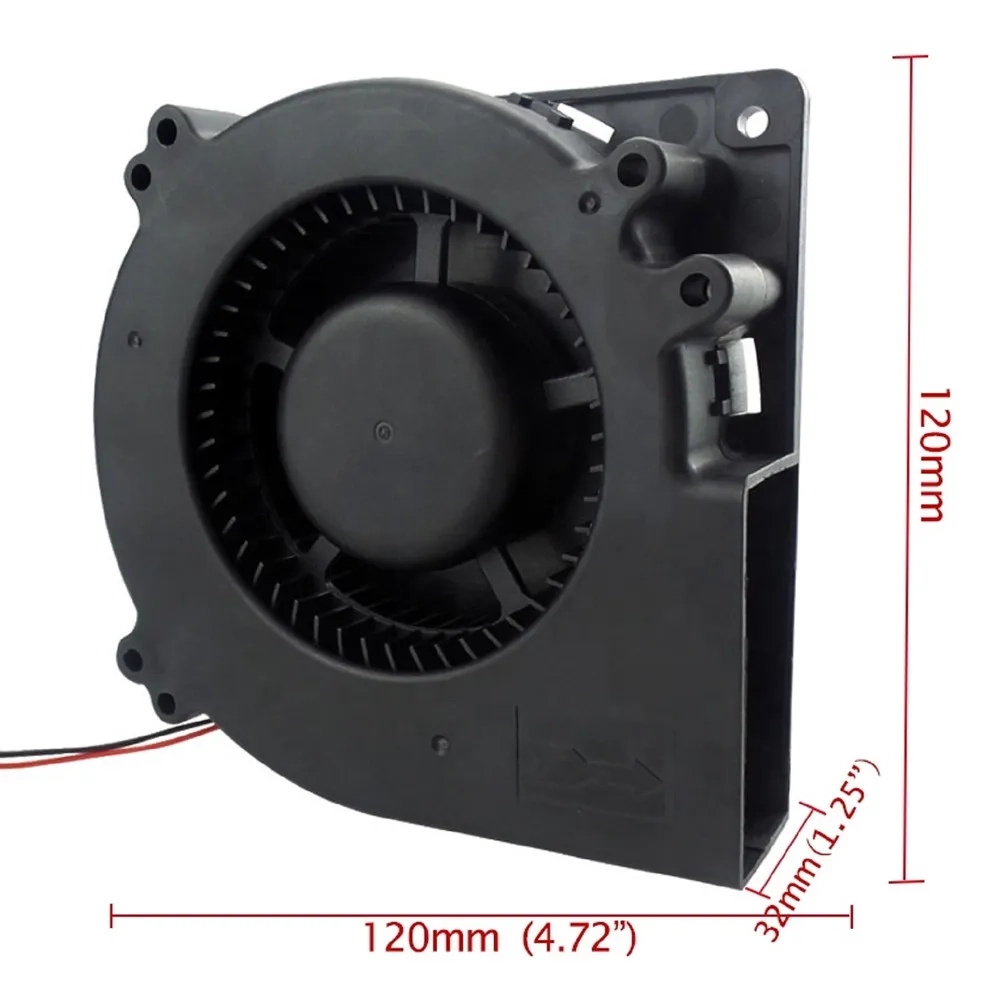 Вентилятор улитка +12V 120x120x32 мм (втулка скольжения, 2500 об/мин, 0.5А)
