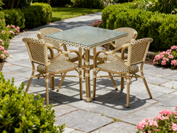 "Кабри" обеденная группа плетеная на 4 персоны, цвет бежево-коричневый