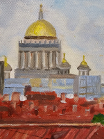 Картина авторская маслом на холсте 33х41 см на стену для интерьера "Крыши"