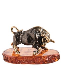 AM- 794 Фигурка «Бизон» (латунь, янтарь)