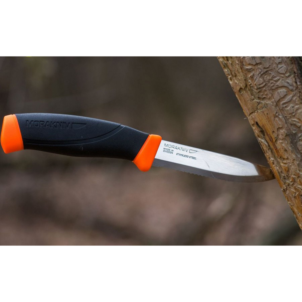 Нож Morakniv Companion F Serrated, нерж. сталь, прорезиненная рукоять с оранжевыми накладками