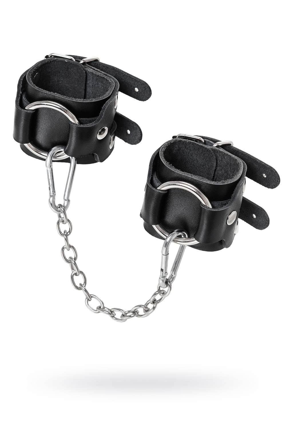 Наручники-браслеты с двумя ремешками натуральная кожа чёрные