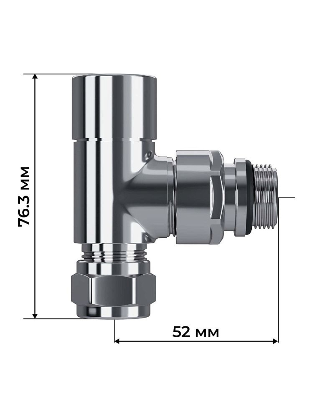 Набор термостатический трехосевой для радиатора Royal Thermo Design Pro 15мм М30х1,5 хром (RATVXT11215CH)
