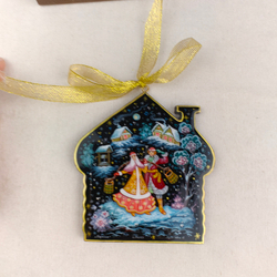 Сувенир Домик "Парочка" с росписью Палех в коробке