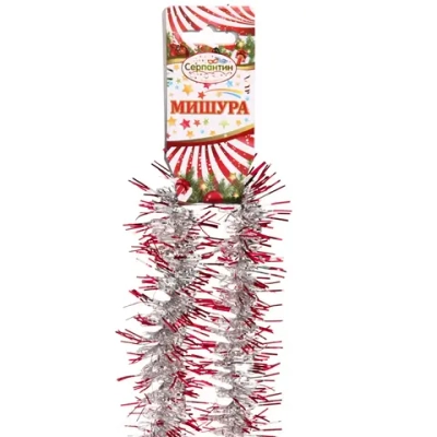 Мишура 2м, фонарик D 5см, красная