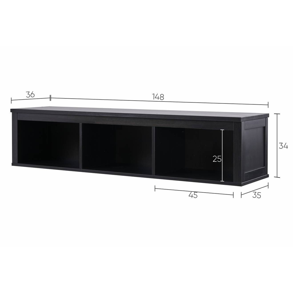 Полка навесная с 3 секциями Хемнэс Hemnes/ Кымор, 148х34х37 см, черный