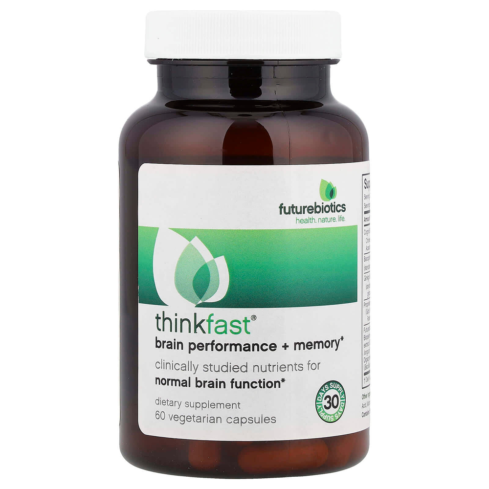 Futurebiotics, ThinkFast®, добавка для улучшения работы мозга и памяти, 60 вегетарианских капсул
