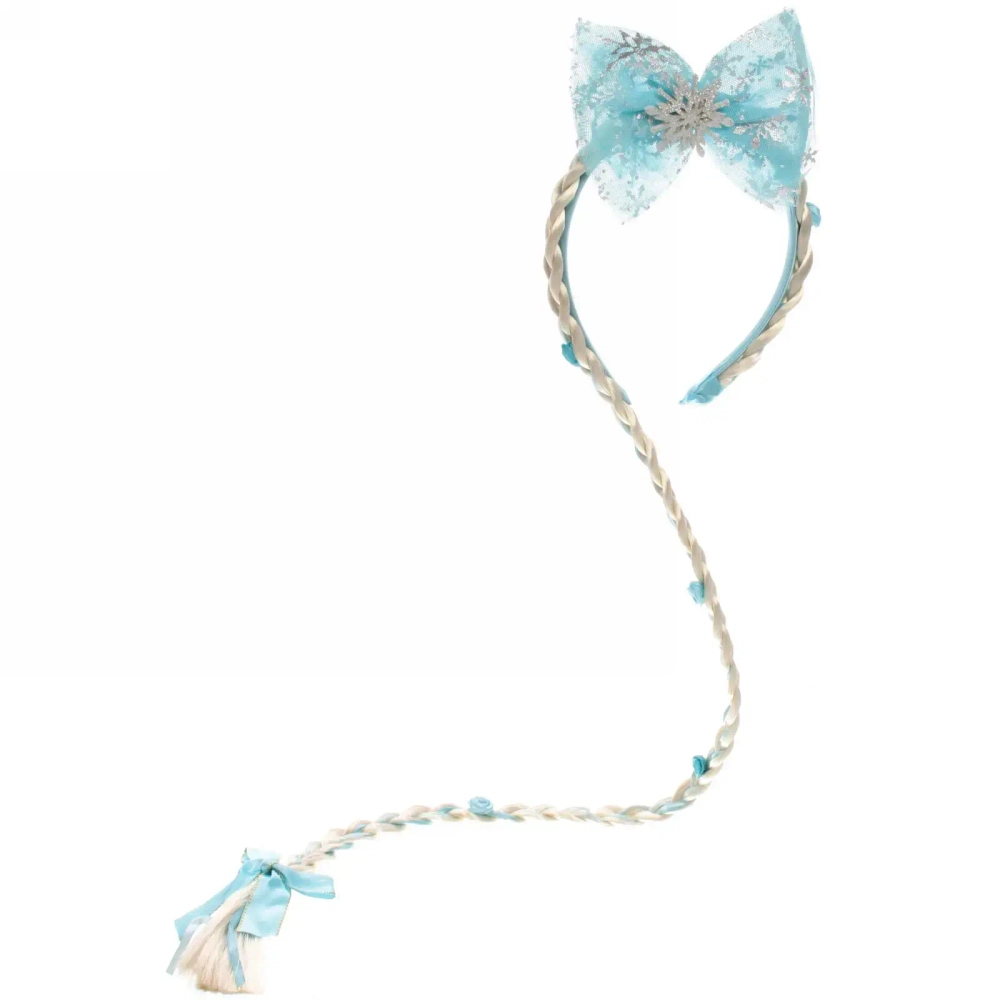 Ободок карнавальный с косичкой «Ледяной бантик»