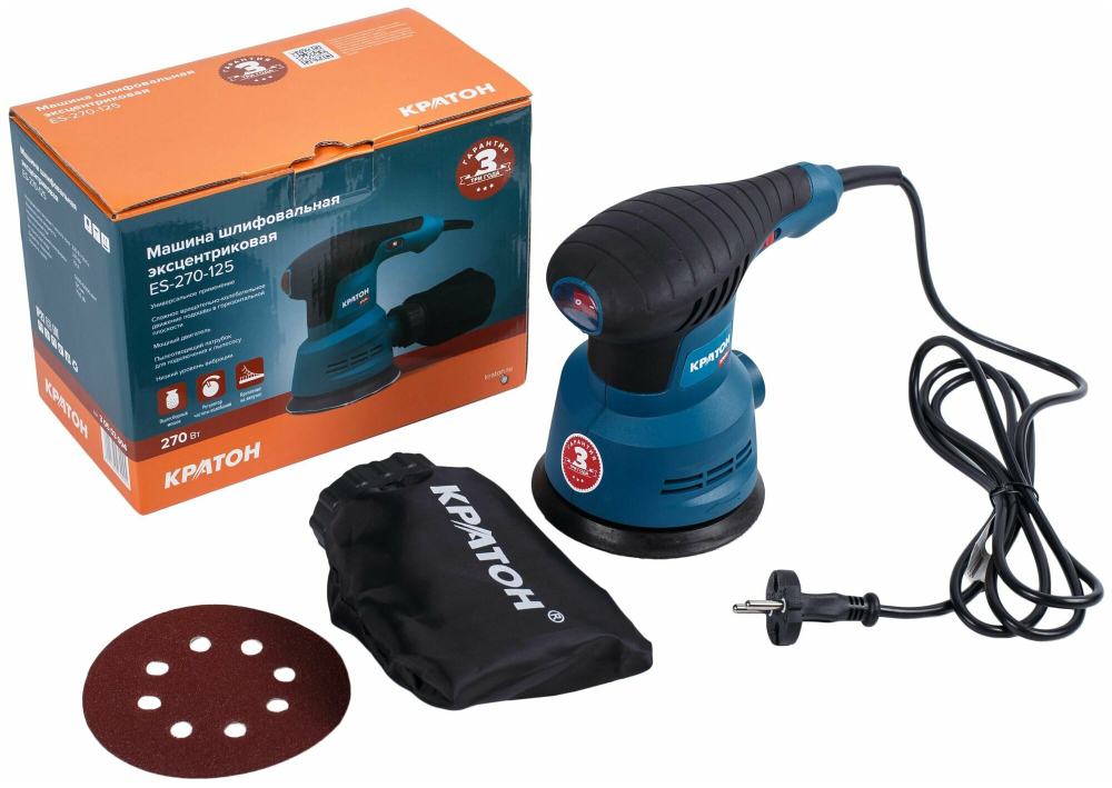 Машина шлифовальная эксцентриковая КРАТОН ES-270/125