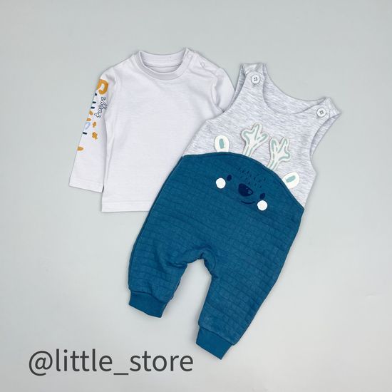 Комбинезон с лонгсливом "Олененок" синий