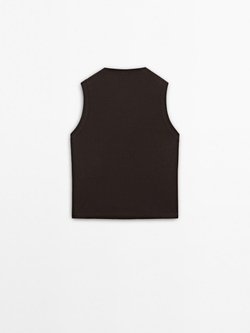 Massimo Dutti Футболка из 100% хлопка без рукавов, жженый