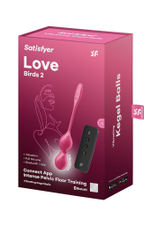 Малиновые вагинальные шарики с вибрацией Love Birds 2 - 22,2 см. (Цвет: красный)