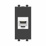 Телефонная розетка RJ-12 без шторки модульная, "Avanti", "Черный матовый", 1 модуль