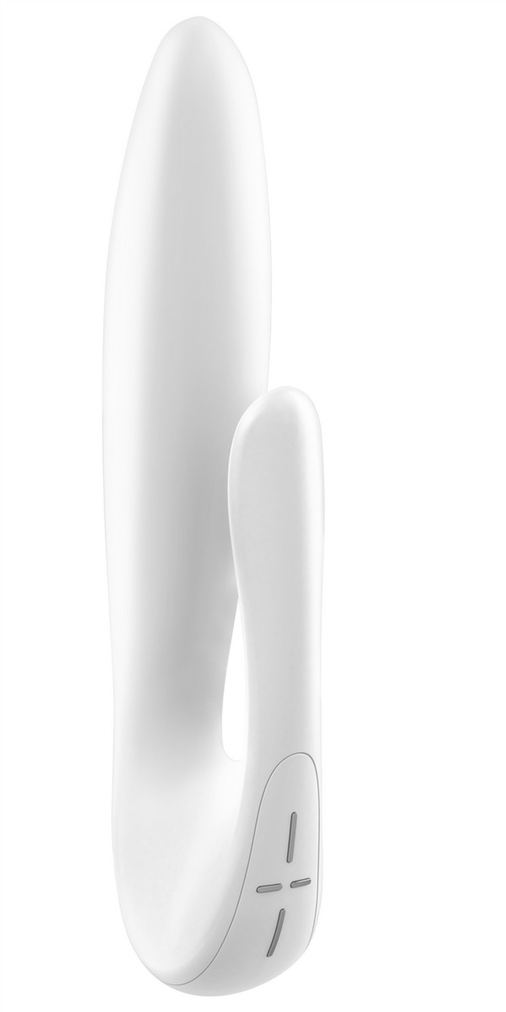 Белый перезаряжаемый вибратор с клиторальным отростком J2 - 23 см. (Цвет: белый)