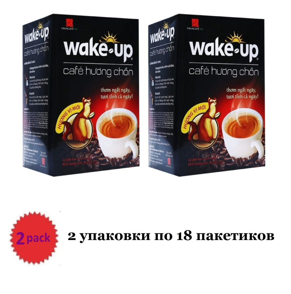 Растворимый кофе WakeUp Saigon 3 в 1 со вкусом Лювака (VinaCafe) 2 упаковки по 18шт.