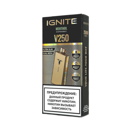 Ignite V250 Gold Ментол (Menthol) 25000 затяжек 20мг Hard (2% Hard)