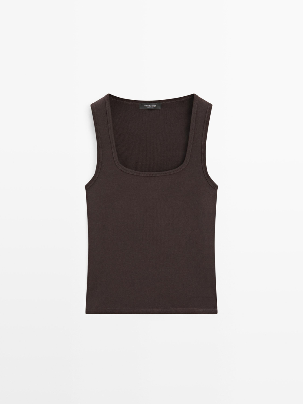 Massimo Dutti Топ без рукавов с квадратным вырезом, коричневый