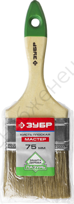 ЗУБР Лазурь 75 мм, 3″ светлая смешанная щетина, деревянная ручка, Плоская кисть, МАСТЕР (4-01009-075)