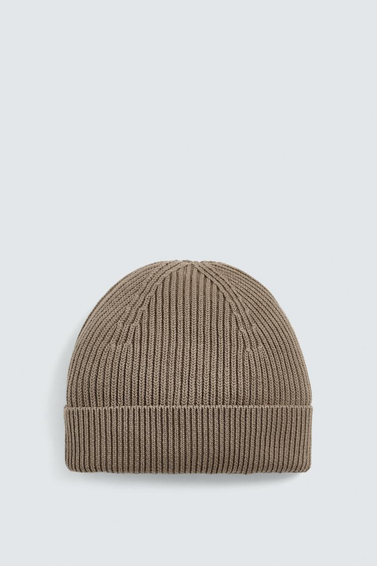 ZARA БАЗОВАЯ ТРИКОТАЖНАЯ ШАПКА, СЕРО-КОРИЧНЕВЫЙ