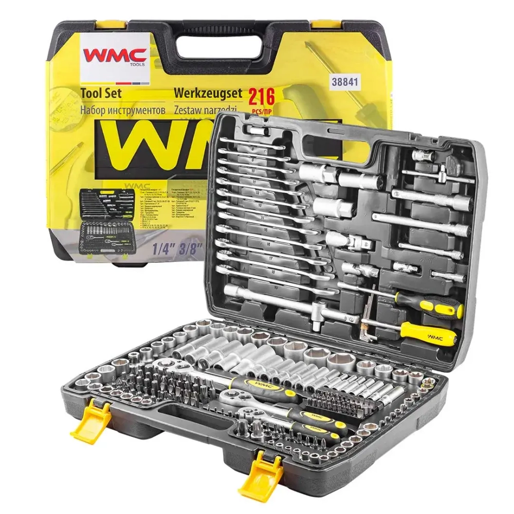 Набор инструментов 216пр. 1/4''3/8''1/2''(6гр.)(4-32мм) WMC TOOLS WMC-38841
