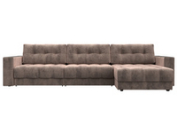 Диван прямой с декором Лига-049 НПБ Лонг, TOWER 05 ВЕЛЮР бежевый