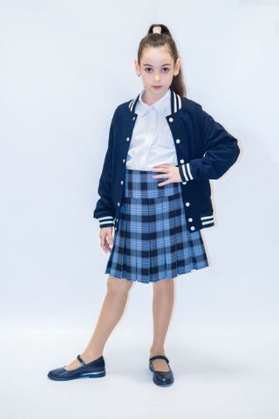 Юбка школьная для девочки девочковая складка в складку синяя серая крупная клетка в клетку тенниска тату татушки 116 122