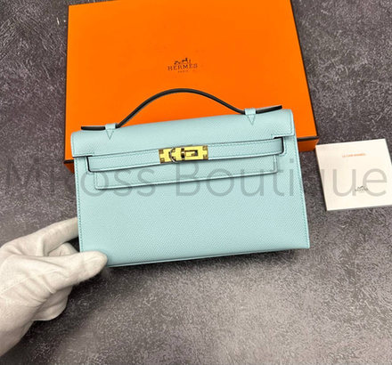 Сумка Hermes Kelly Pochette голубого цвета