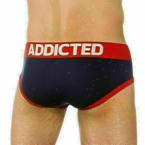 Мужские трусы брифы темно-синие с красной резинкой Seobean Addicted