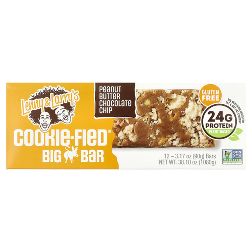 Lenny & Larry's, Cookie-Fied® Big Bar, арахисовая паста и шоколадная крошка, 12 батончиков по 90 г (3,17 унции)