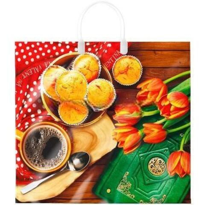 Пакет с пластиковой ручкой ПВД 38х35 (90 мкм) "Маффины" лам. (10/100 шт.) Интерпак