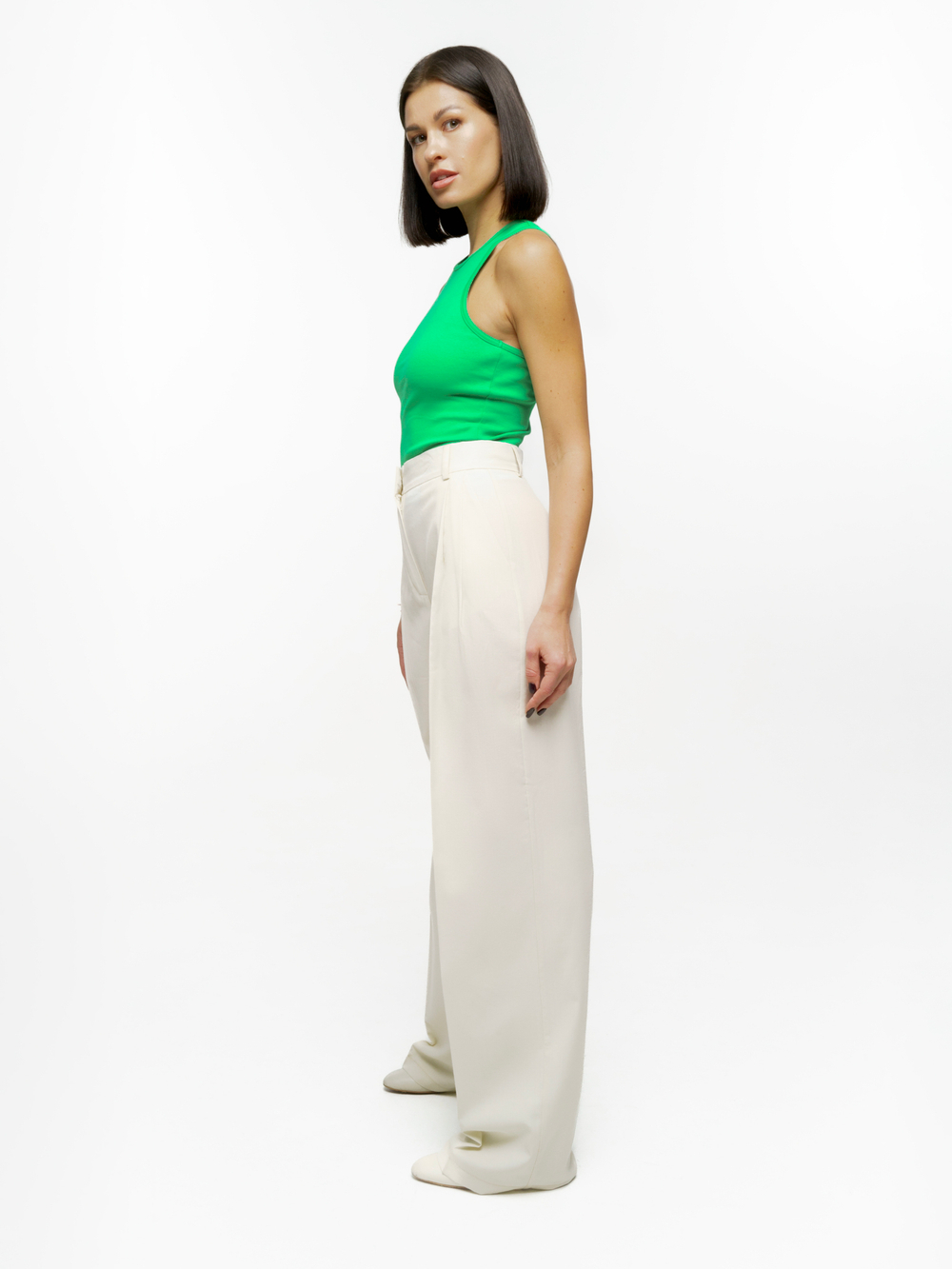 Pressed-crease wool trousers