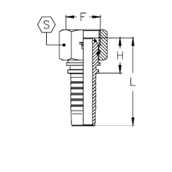 Фитинг DN 06 BSP (Г) 1/4 (90) (накидная гайка) (o-ring)