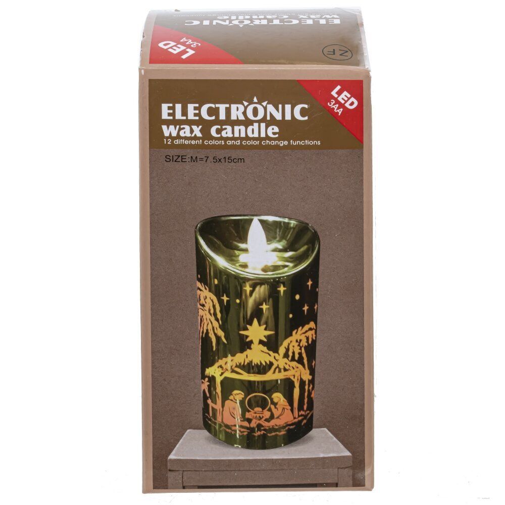 GAEM Изделие декор Свеча "Золотой Дед Мороз" (подсвет, AAAх3 н/п) L7,5 W7,5 H14,5 см