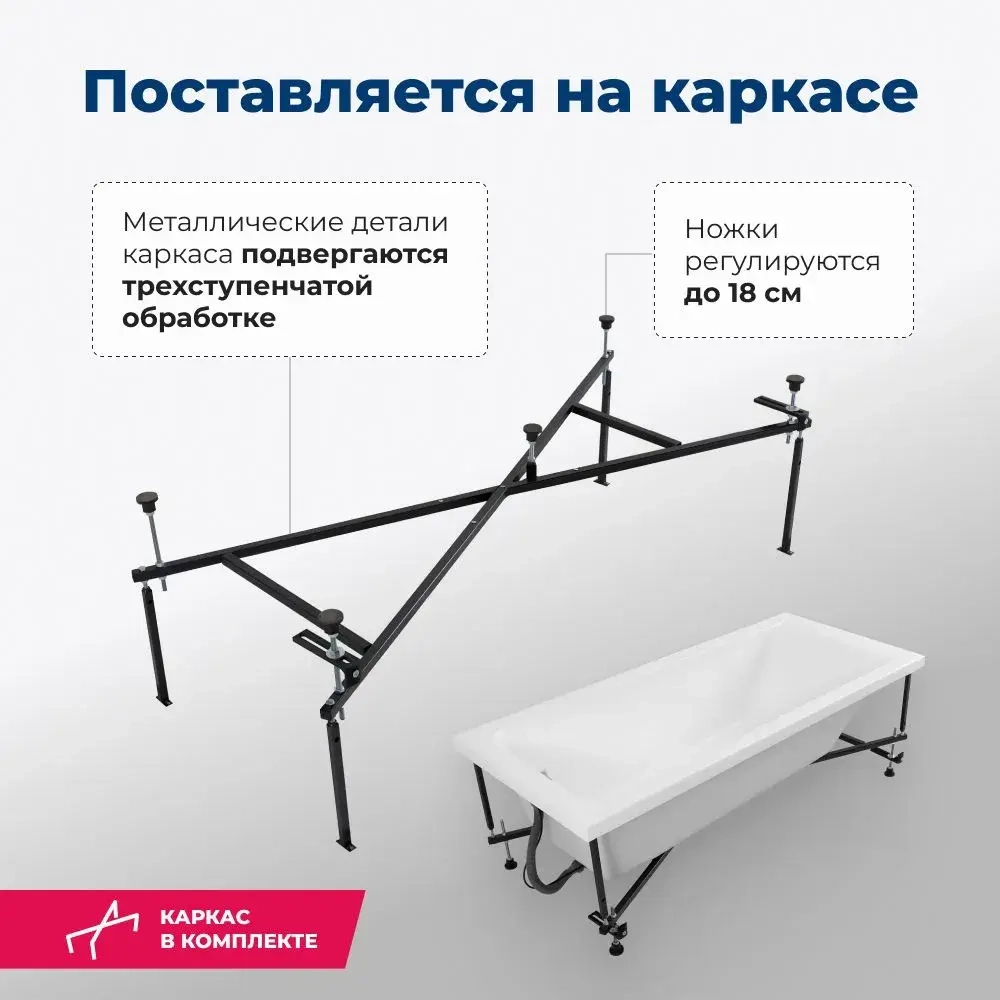 Акриловая ванна Aquanet Bright 175x70(с каркасом)