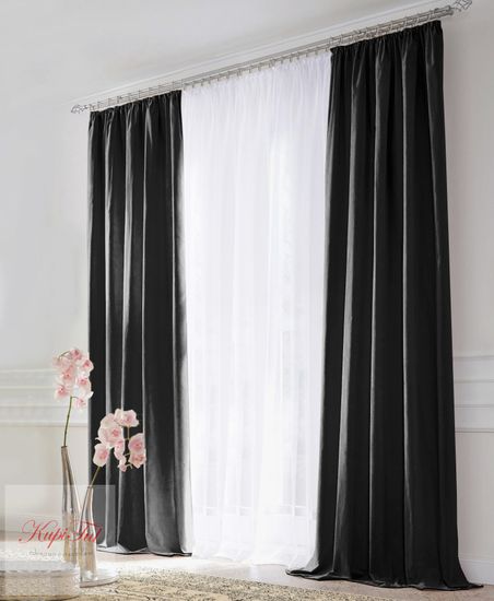 Комплект штор блэкаут (чёрный) и вуаль (белый)