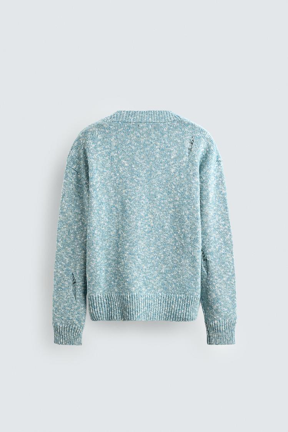 ZARA КАРДИГАН С АЖУРНЫМ УЗОРОМ, ГОЛУБОЙ