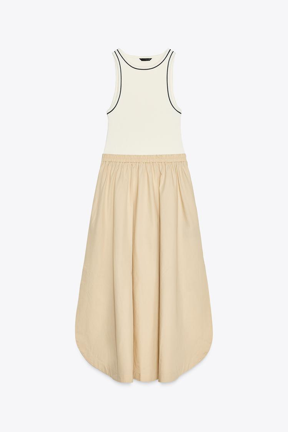 ZARA ПЛАТЬЕ МИДИ, ЭКРЮ/БЕЖЕВЫЙ