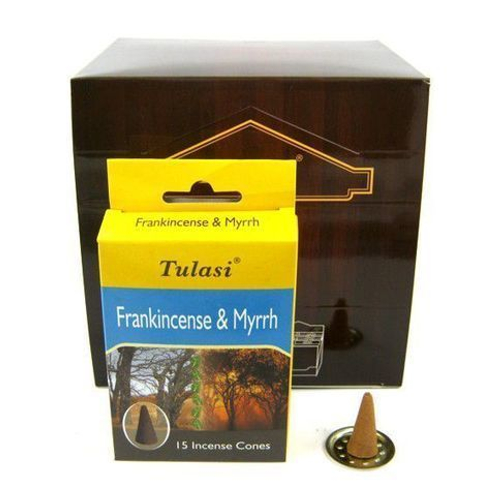Tulasi Frankincence & Myrrh Благовоние-конус Ладан и мирра, 15 шт