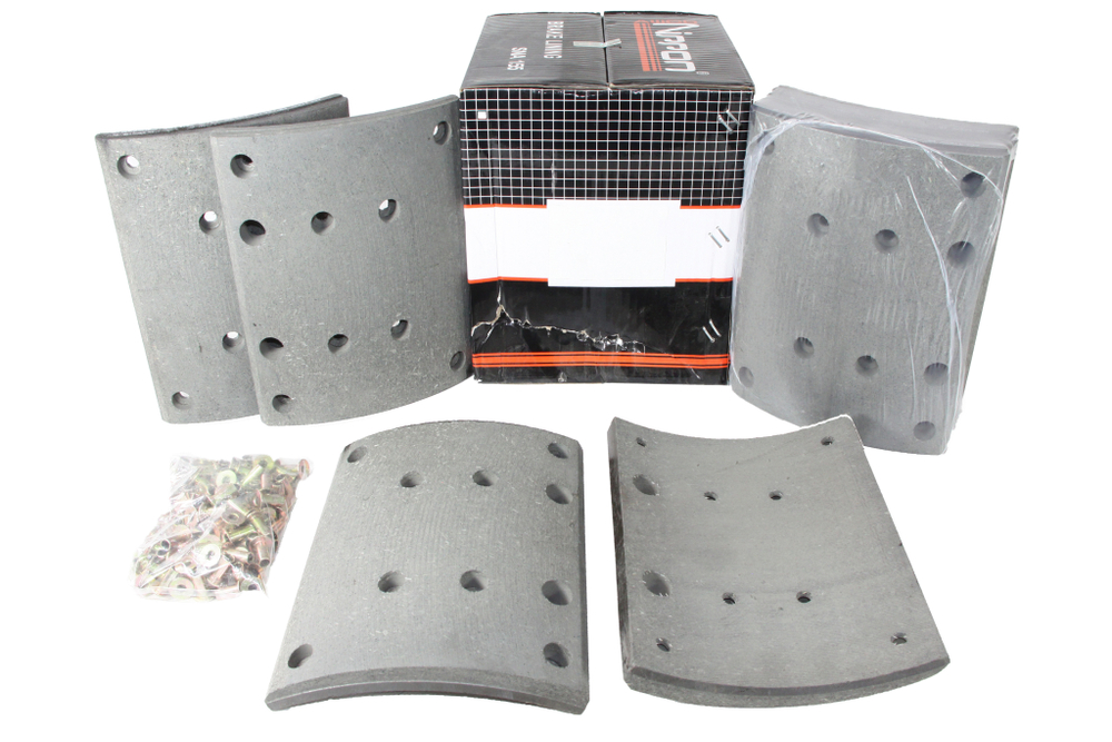 Рем. комплект тормозных накладок а/м МАЗ-101, 5440, КАМАЗ-6580, SHAANXI X3000 задняя ось (Сверлён./расточенные/с заклёпками (пустотелые)/ширина 220мм./ к-т 8 шт./ высокая термостойкость/ для барабанов с высоким износом/19488,19496, HD90149340094, 81.50221.0819, 5440-3502105, без отв.) R2 (STD+2mm) ALLIED NIPPON