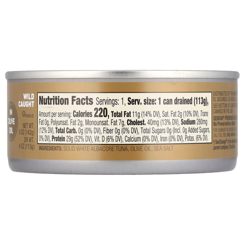 Genova, Альбакорский тунец в оливковом масле, 142 г (5 унций)