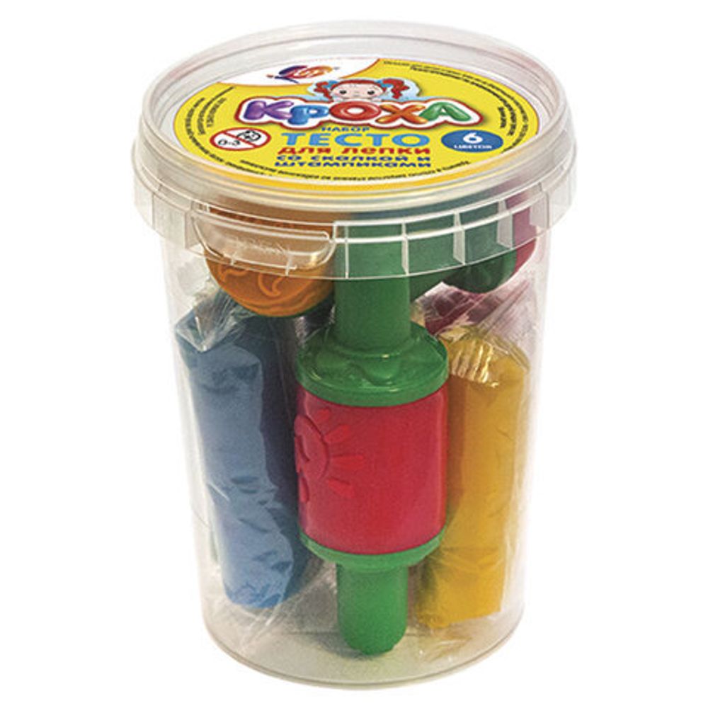 Пластилин на растительной основе (тесто для лепки) ЛУЧ, 6 цв, 420г, штампики 3 шт,ска, 28С 1679-08