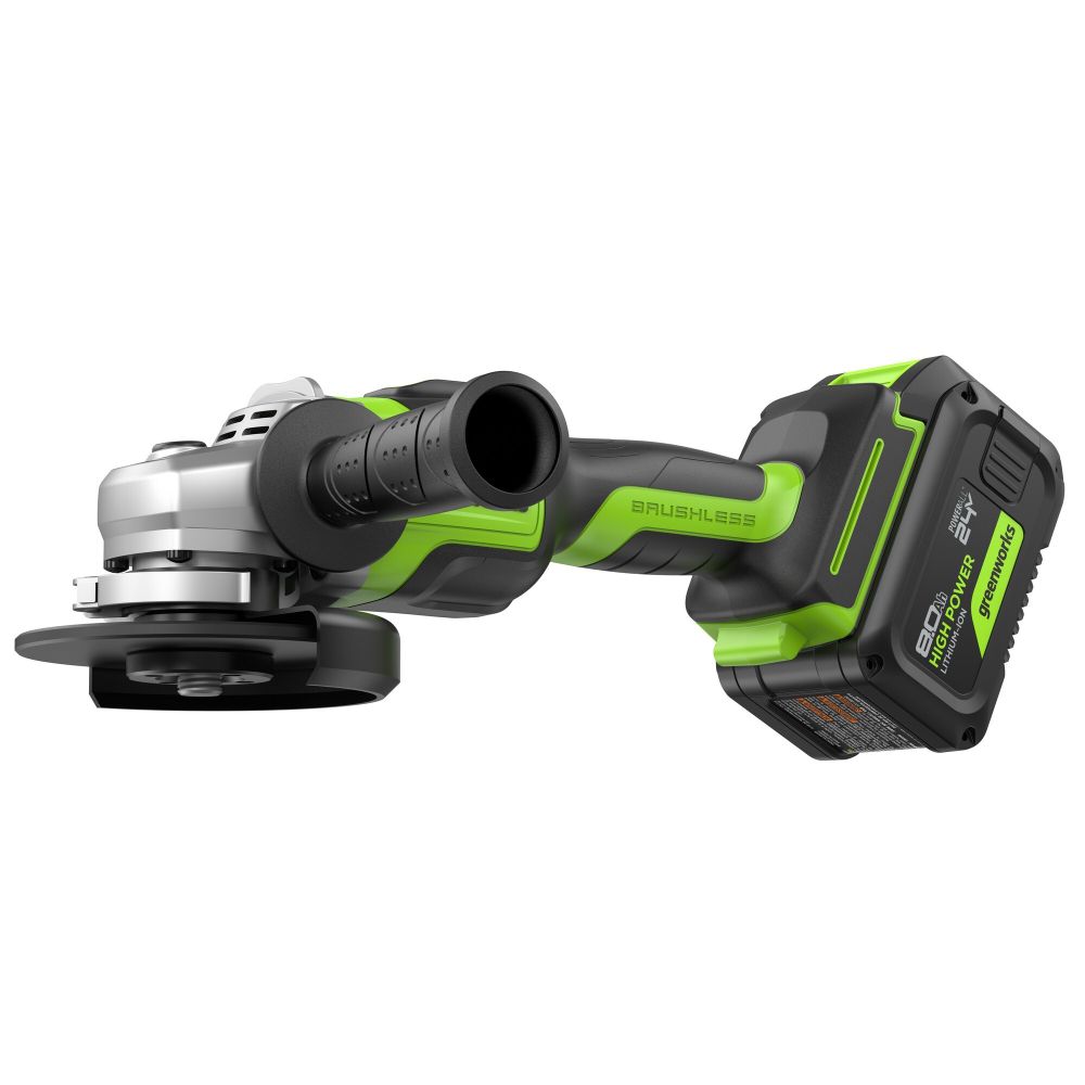 Угловая шлифовальная машина акк. Greenworks GD24AG, 24V, б/щет, 125 мм, 10500 об/мин,1x8Ач,ЗУ,кор (3200207CUH)