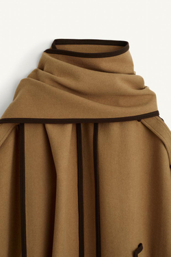 ZARA КАШЕМИРОВОЕ ПАЛЬТО, ТАБАЧНЫЙ