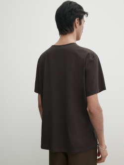 Massimo Dutti Хлопковая футболка с короткими рукавами, темно-серый