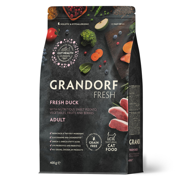 Сухой корм Grandorf Fresh с мясом утки с бататом для взрослых кошек 400 г (Грандорф Фрэш)