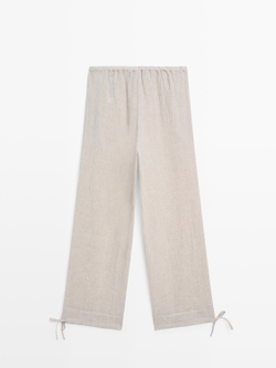Massimo Dutti Брюки из 100% льна, песочный