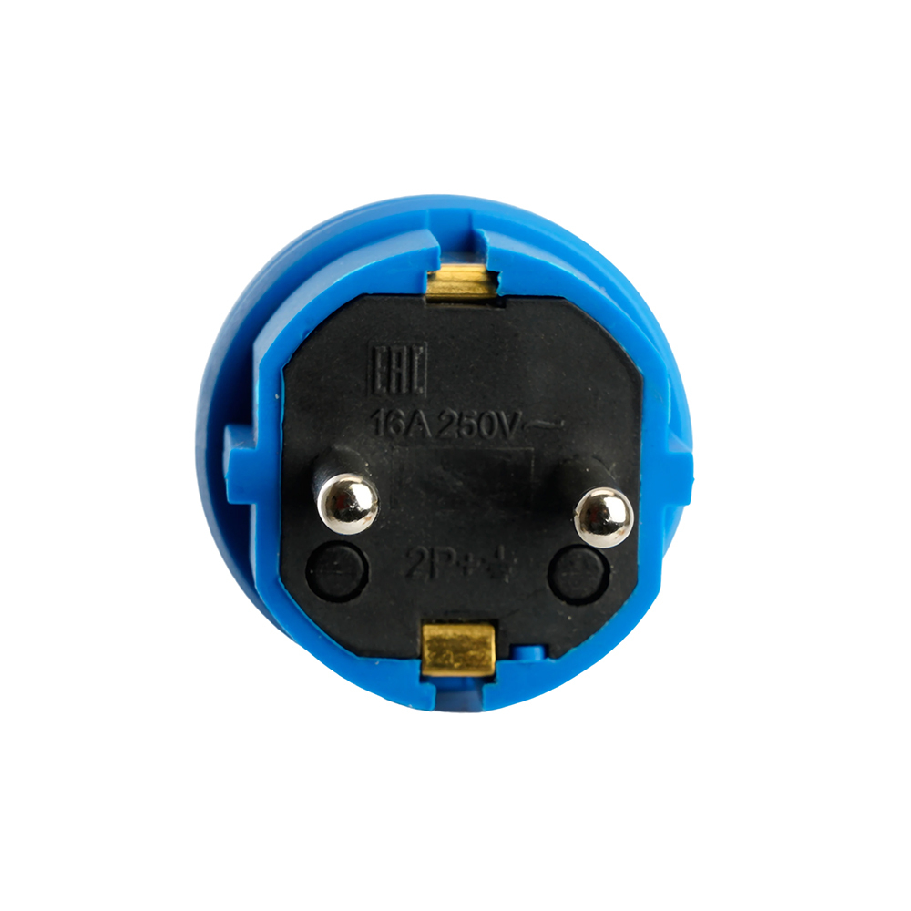 Вилка прямая с/з, STEKKER, RPG16-21-441 , каучук 250В, 16A, IP44, синий 39161