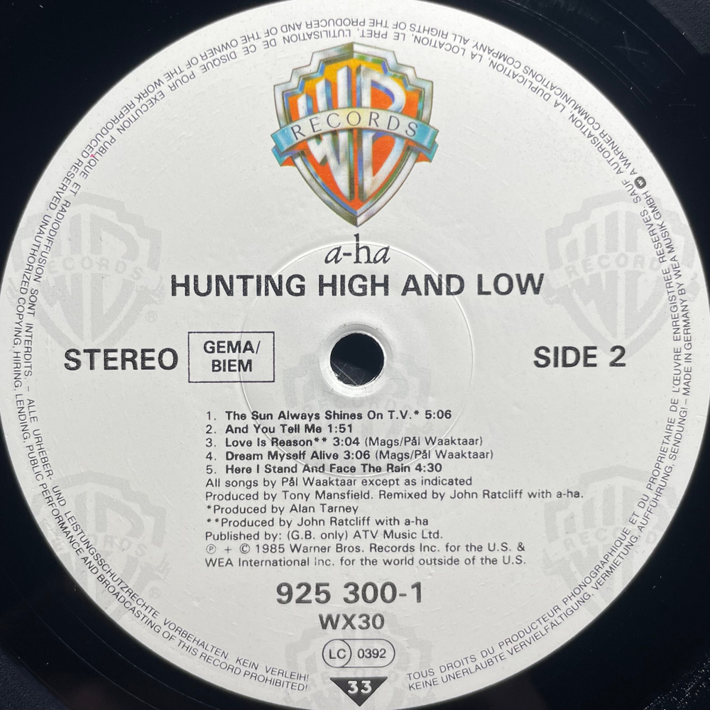 a-ha - Hunting High And Low (Германия 1986г.)